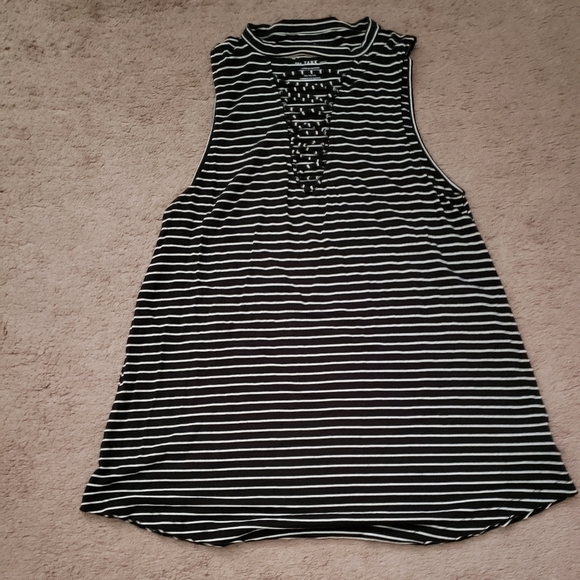 American eagle striped high neck lace up top Sz M - Picture 2 of 3